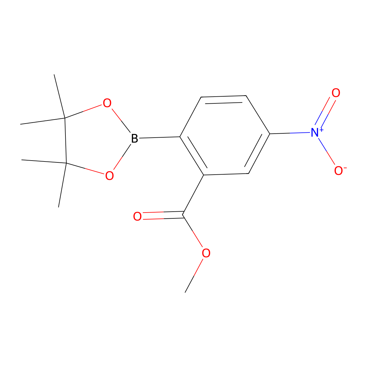 Methyl 5-nitro-2-(4,4,5,5-tetramethyl-1,3,2-dioxaborolan-2-yl)benzoate molecular structure, CAS 1393477-19-4