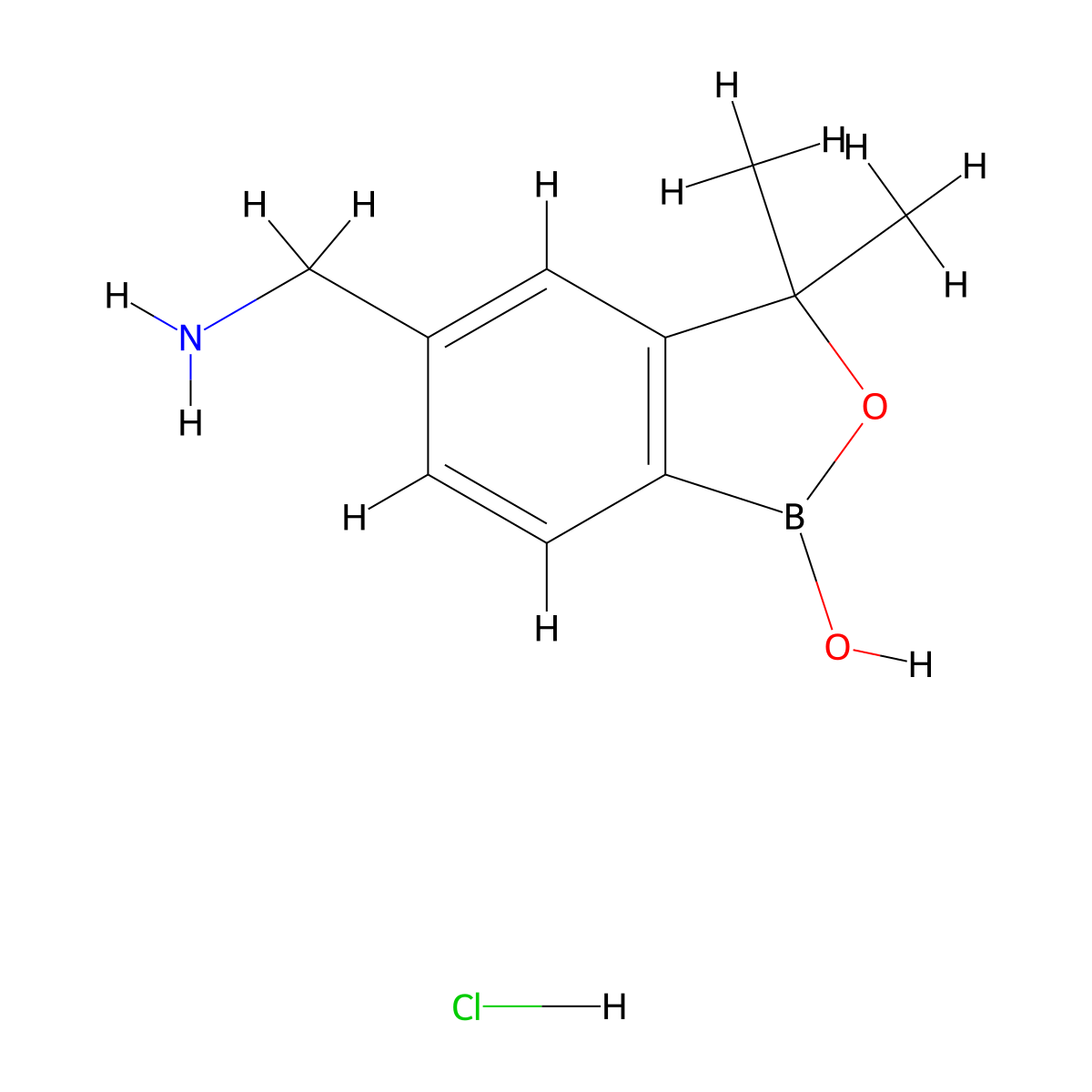 5-(aminomethyl)-3,3-dimethylbenzo[c][1,2]oxaborol-1(3H)-ol hydrochloride molecular structure, CAS 1393477-38-7