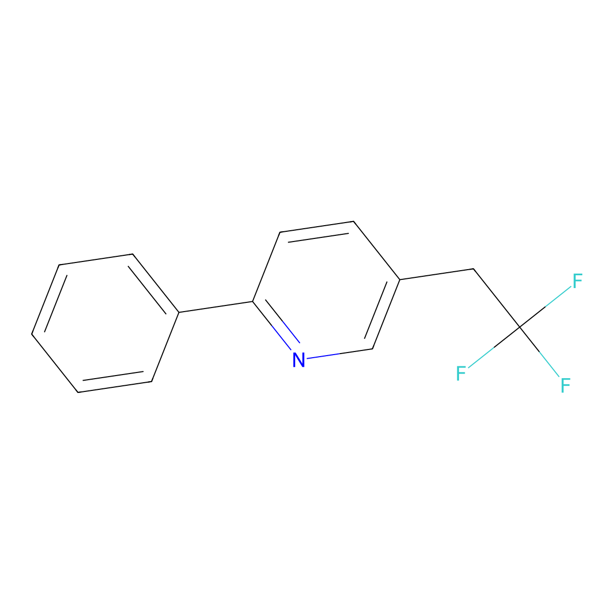 2-Phenyl-5-(2,2,2-trifluoroethyl)pyridine molecular structure, CAS 1393479-18-9