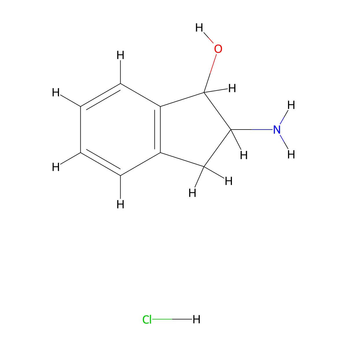 2-amino-2,3-dihydro-1H-inden-1-ol hydrochloride molecular structure, CAS 13935-78-9