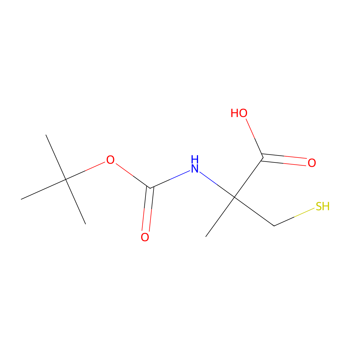 (2S)-2-{[(tert-butoxy)carbonyl]amino}-2-methyl-3-sulfanylpropanoic acid molecular structure, CAS 1393524-01-0
