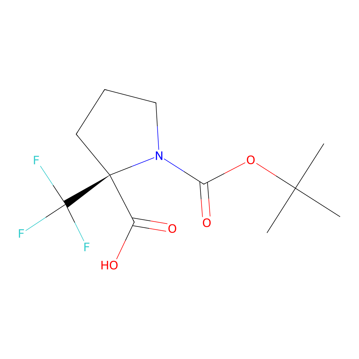 (S)-1-(Tert-butoxycarbonyl)-2-(trifluoromethyl)pyrrolidine-2-carboxylic acid molecular structure, CAS 1393524-23-6