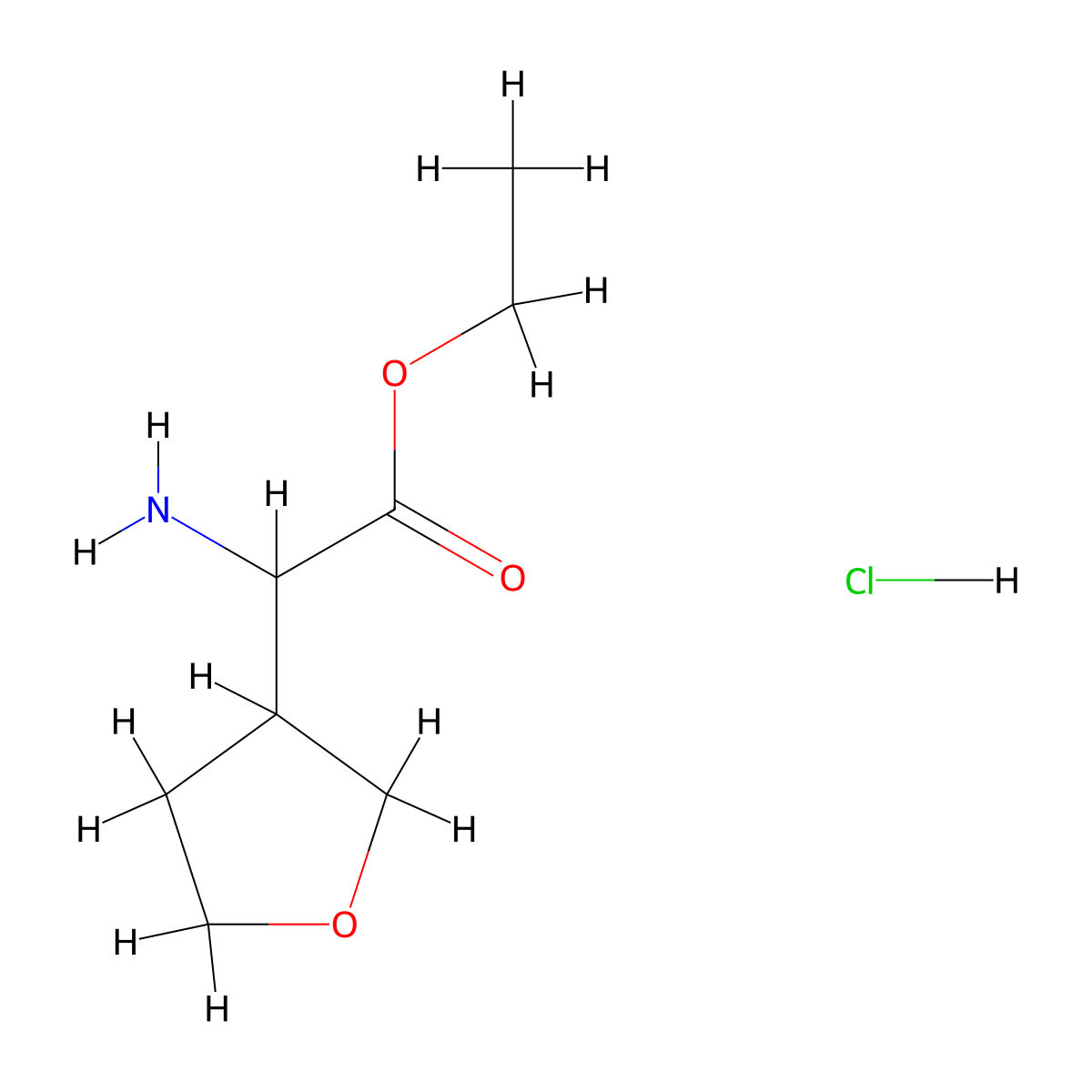 Ethyl 2-amino-2-(oxolan-3-yl)acetate hydrochloride molecular structure, CAS 1393529-84-4
