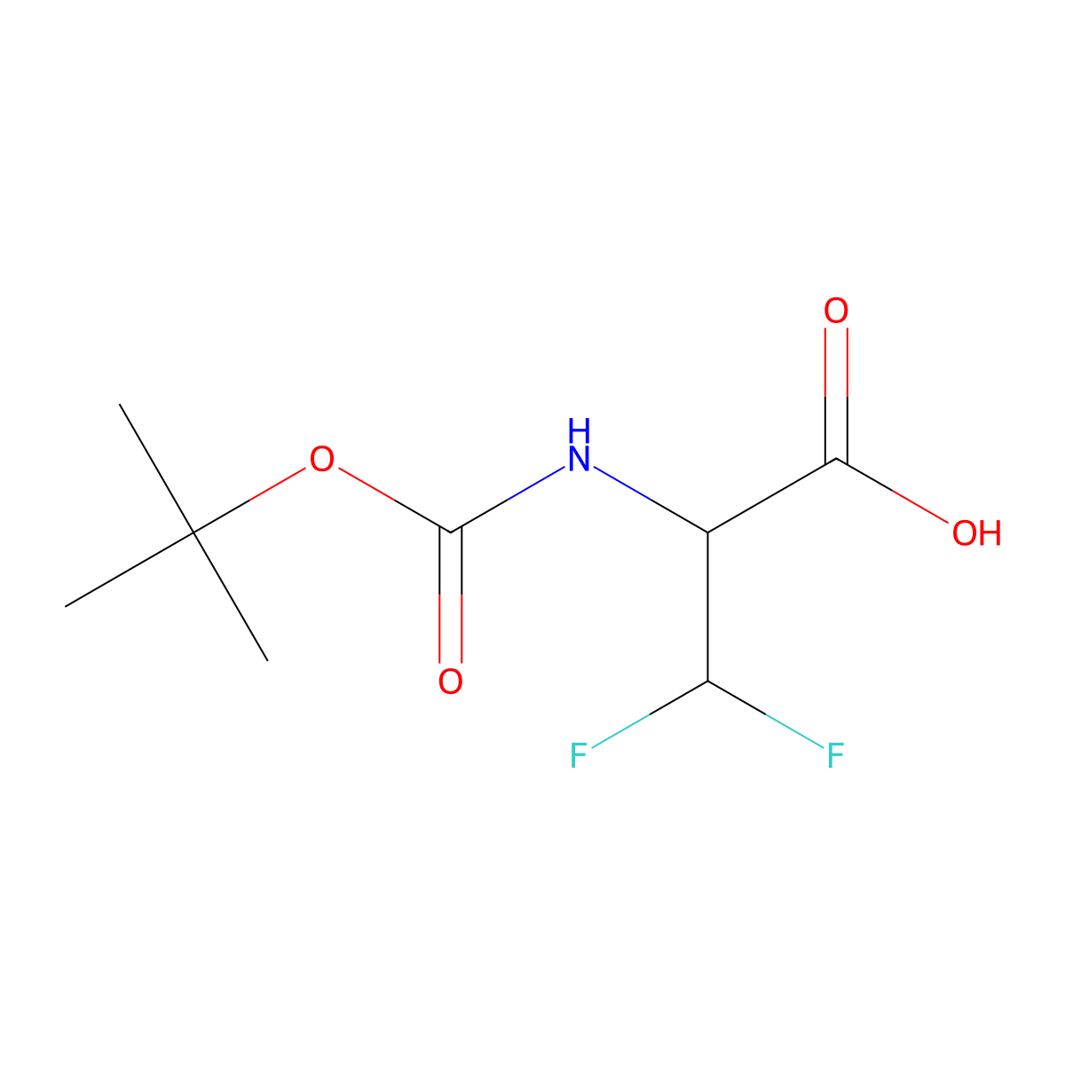 2-(((Tert-butoxy)carbonyl)amino)-3,3-difluoropropanoic acid molecular structure, CAS 1393529-90-2