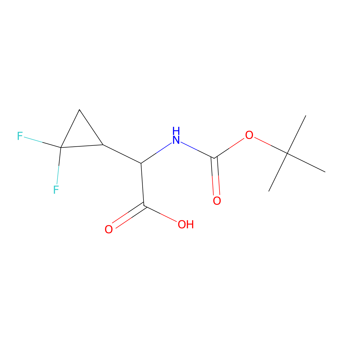 2-(((Tert-butoxy)carbonyl)amino)-2-(2,2-difluorocyclopropyl)acetic acid molecular structure, CAS 1393529-99-1