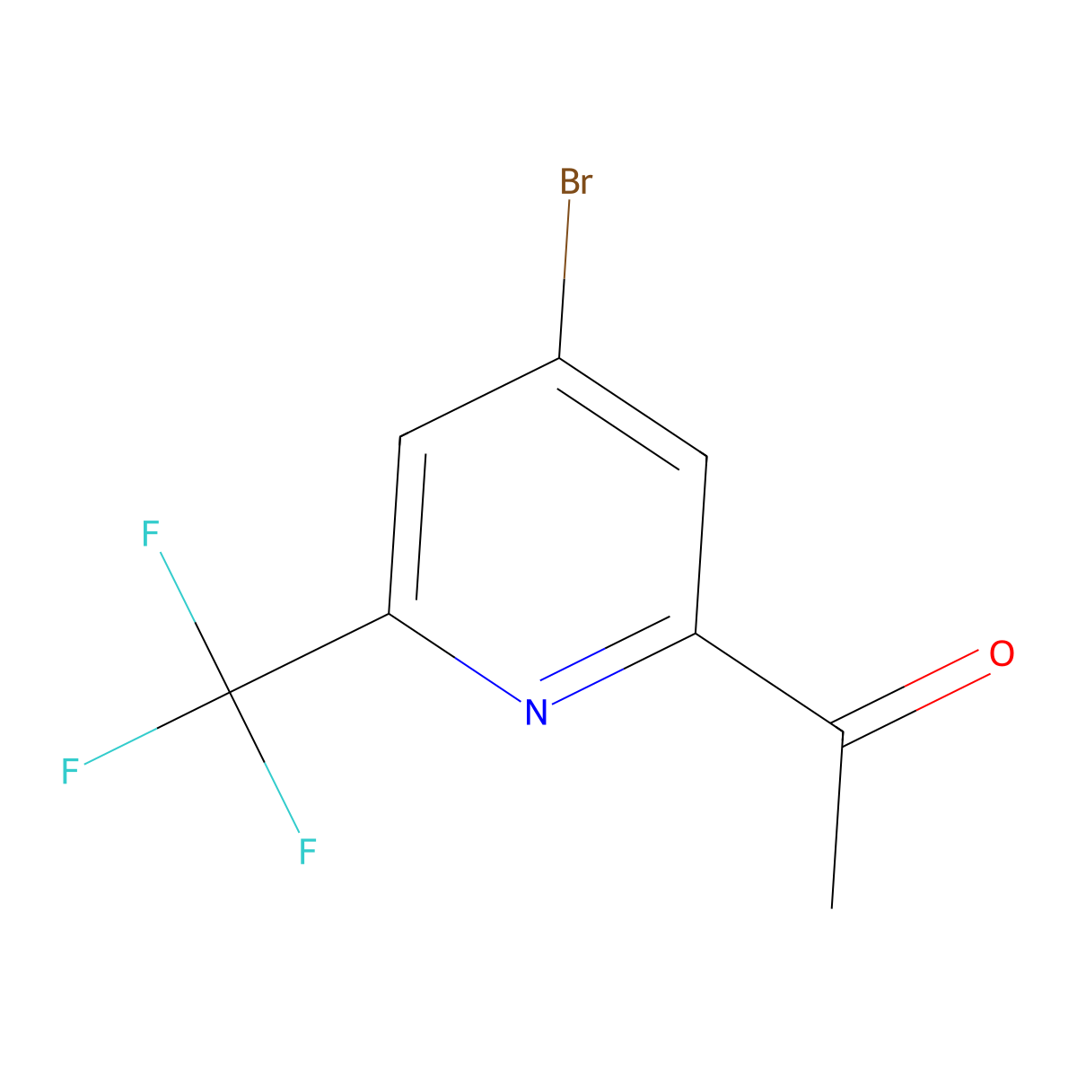 1-[4-Bromo-6-(trifluoromethyl)pyridin-2-YL]ethanone molecular structure, CAS 1393530-25-0