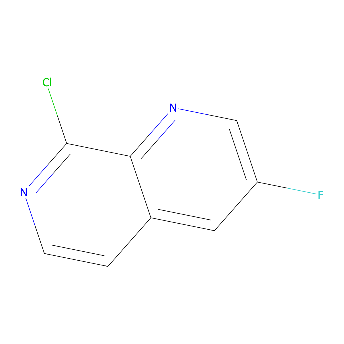 8-Chloro-3-fluoro-1,7-naphthyridine molecular structure, CAS 1393532-49-4