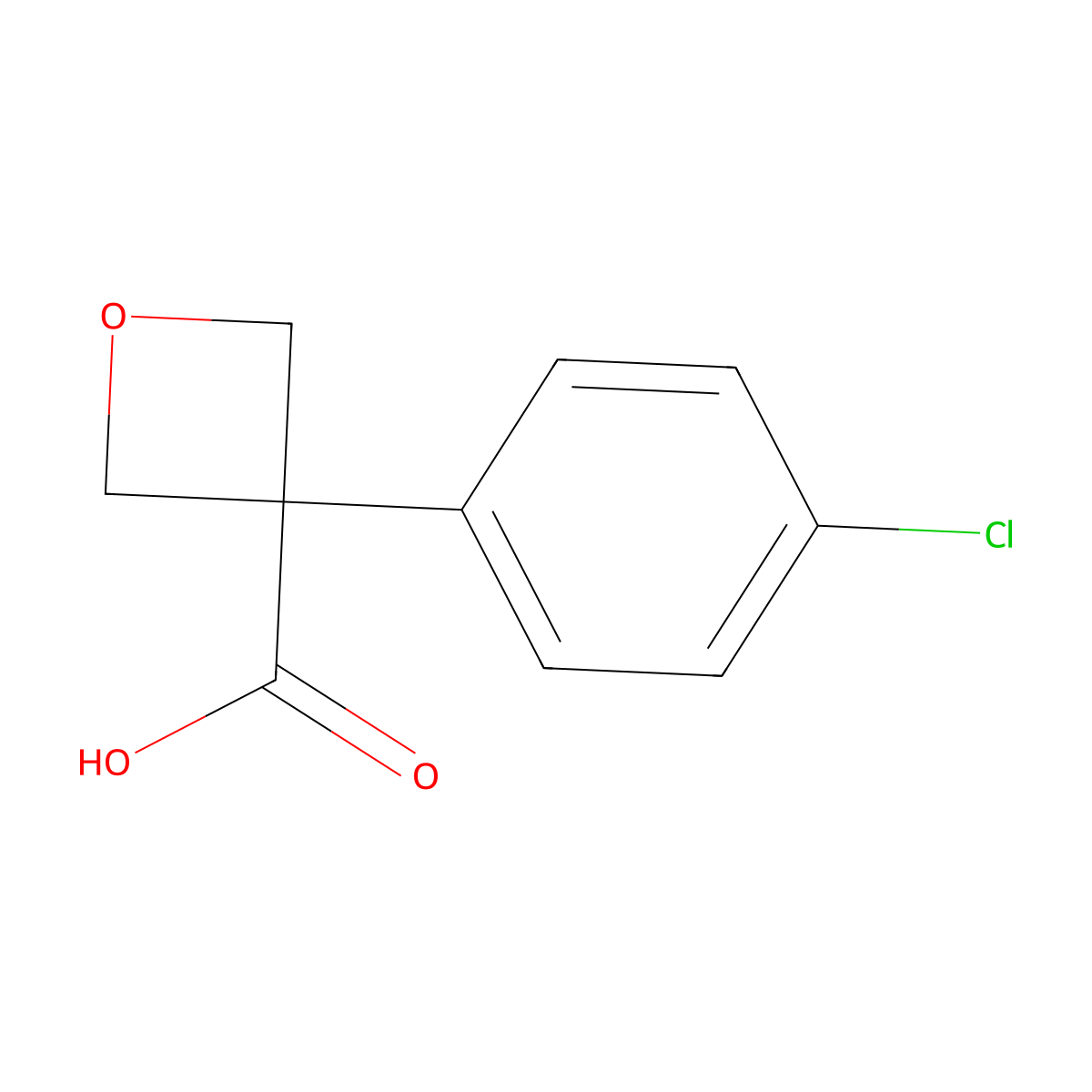 3-(4-Chlorophenyl)oxetane-3-carboxylic acid molecular structure, CAS 1393534-20-7