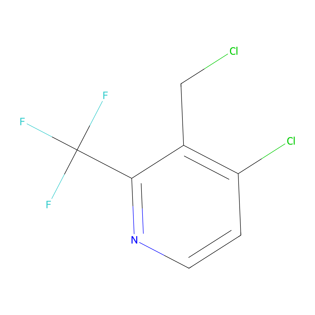 4-Chloro-3-(chloromethyl)-2-(trifluoromethyl)pyridine molecular structure, CAS 1393538-73-2