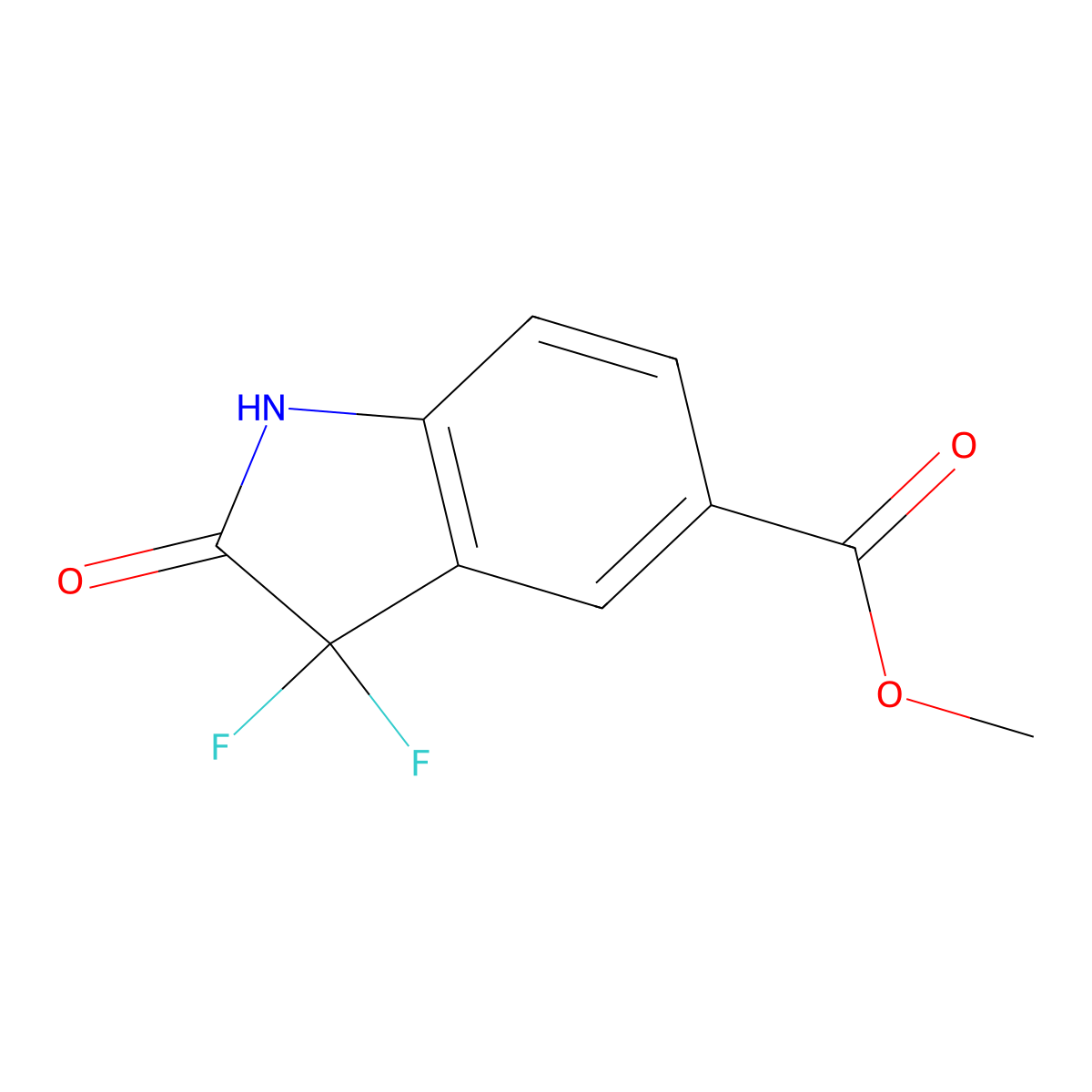 Methyl 3,3-difluoro-2-oxoindoline-5-carboxylate molecular structure, CAS 1393539-96-2