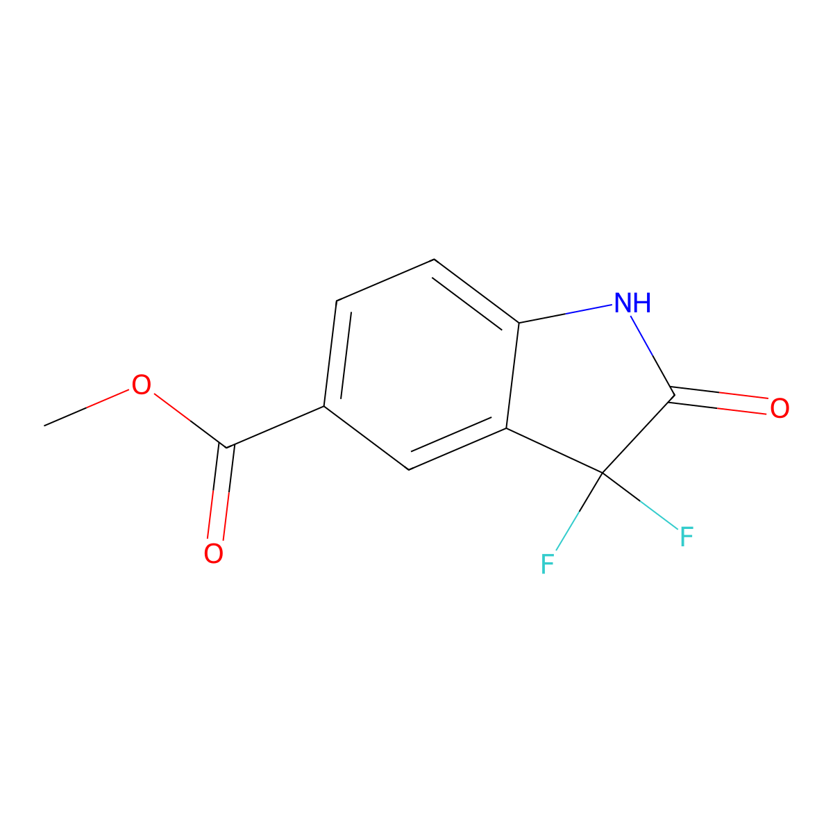 Methyl 3,3-difluoro-2-oxoindoline-5-carboxylate molecular structure, CAS 1393539-96-2