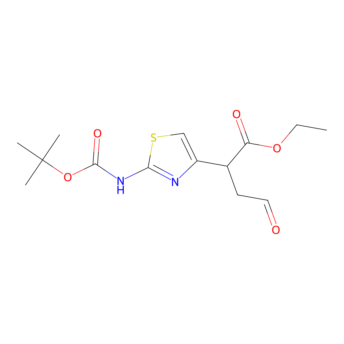 Ethyl2-(2-(tert-butoxycarbonyl)thiazol-4-yl)-4-oxobutanoate molecular structure, CAS 139354-85-1