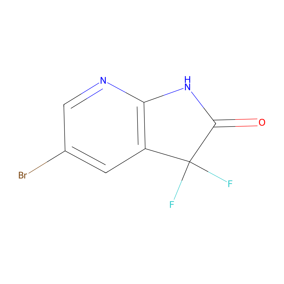 5-bromo-3,3-difluoro-1H,2H,3H-pyrrolo[2,3-b]pyridin-2-one molecular structure, CAS 1393540-54-9