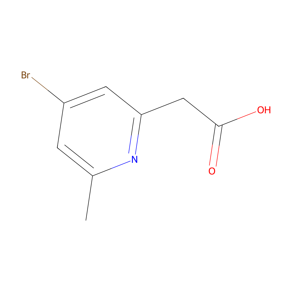 2-(4-Bromo-6-methylpyridin-2-yl)acetic acid molecular structure, CAS 1393541-31-5