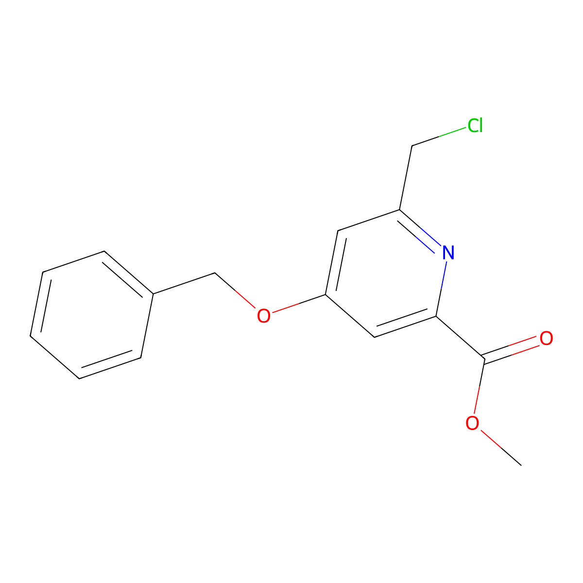 Methyl 4-(benzyloxy)-6-(chloromethyl)picolinate molecular structure, CAS 1393543-42-4