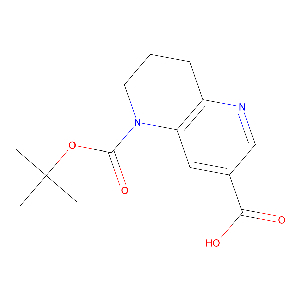 5-(Tert-butoxycarbonyl)-5,6,7,8-tetrahydro-1,5-naphthyridine-3-carboxylic acid molecular structure, CAS 1393544-49-4