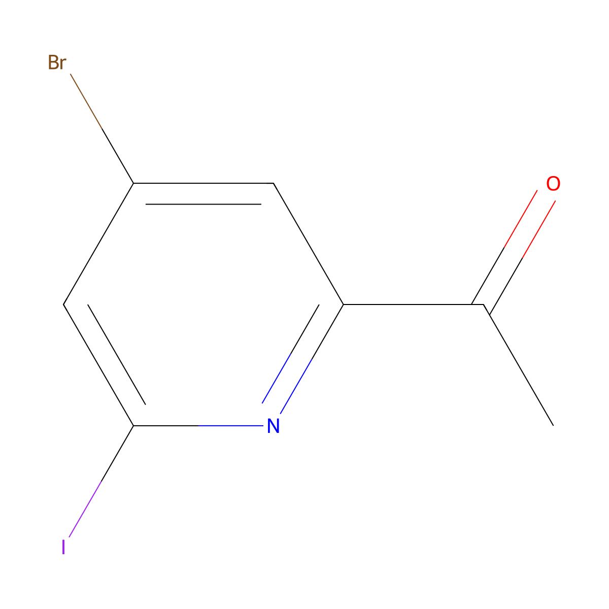 1-(4-Bromo-6-iodopyridin-2-yl)ethan-1-one molecular structure, CAS 1393544-68-7