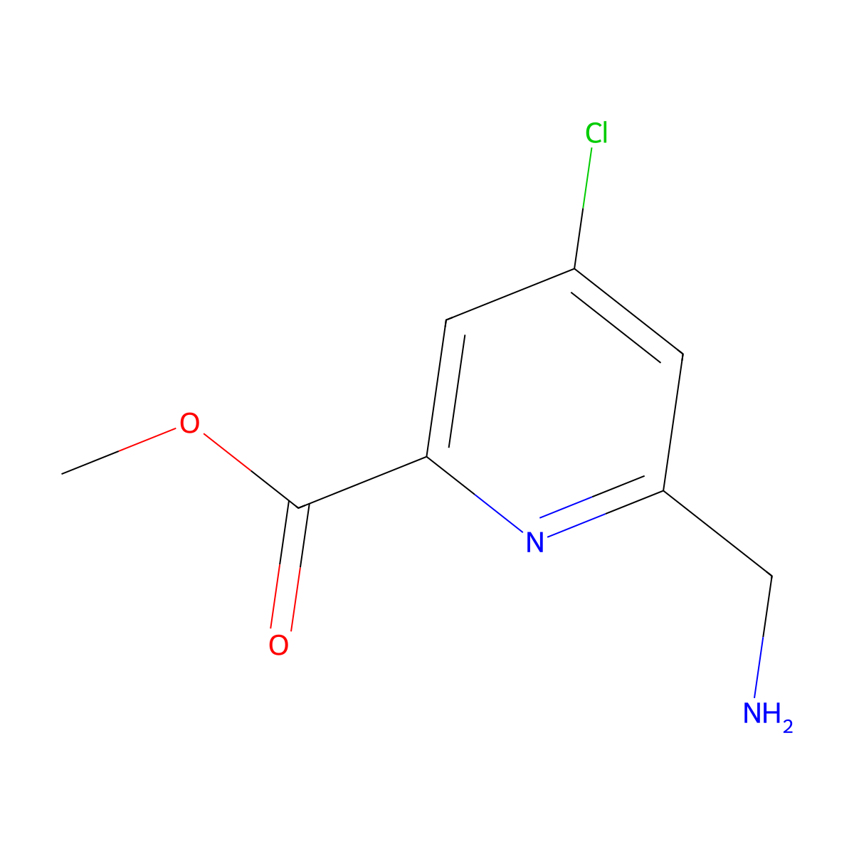Methyl 6-(aminomethyl)-4-chloropyridine-2-carboxylate molecular structure, CAS 1393547-24-4