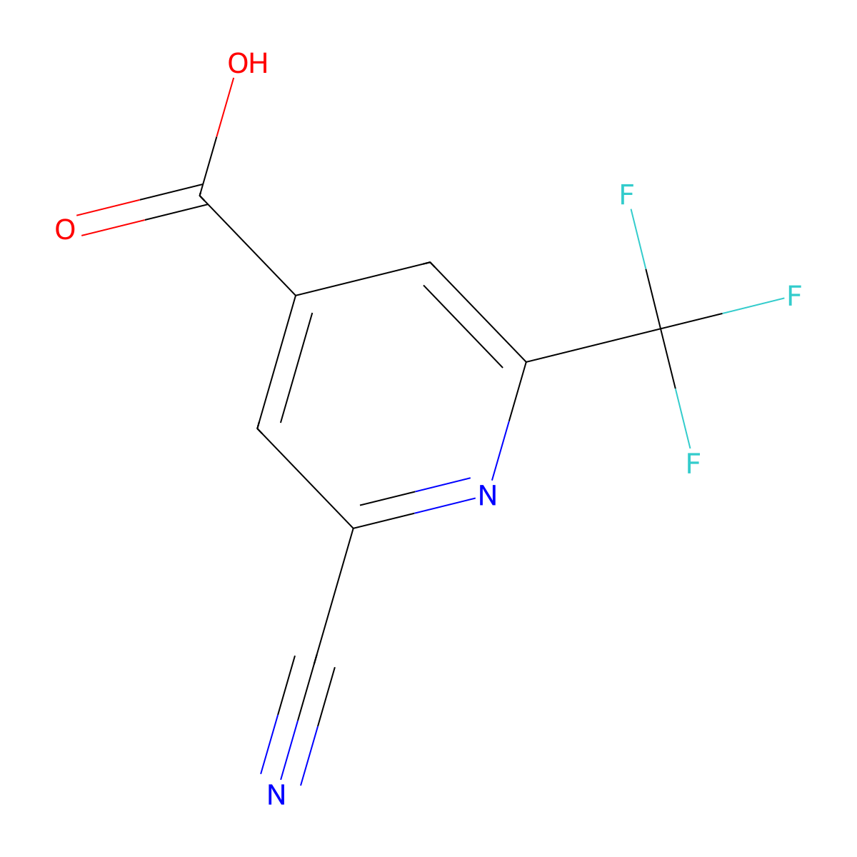 2-Cyano-6-(trifluoromethyl)pyridine-4-carboxylic acid molecular structure, CAS 1393552-13-0