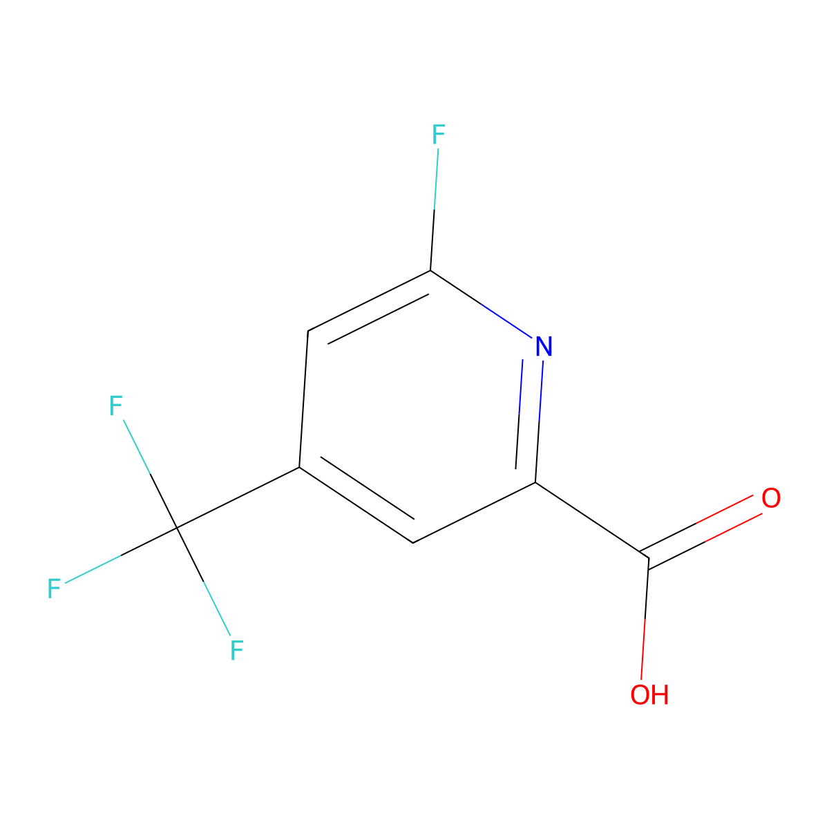 6-Fluoro-4-(trifluoromethyl)pyridine-2-carboxylic acid molecular structure, CAS 1393553-07-5