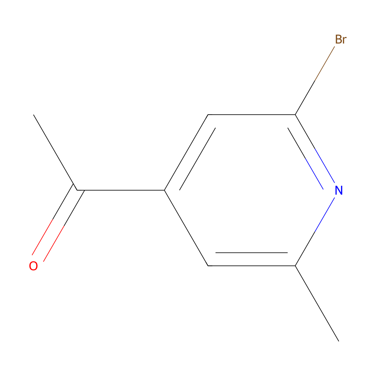 1-(2-Bromo-6-methylpyridin-4-YL)ethanone molecular structure, CAS 1393554-68-1