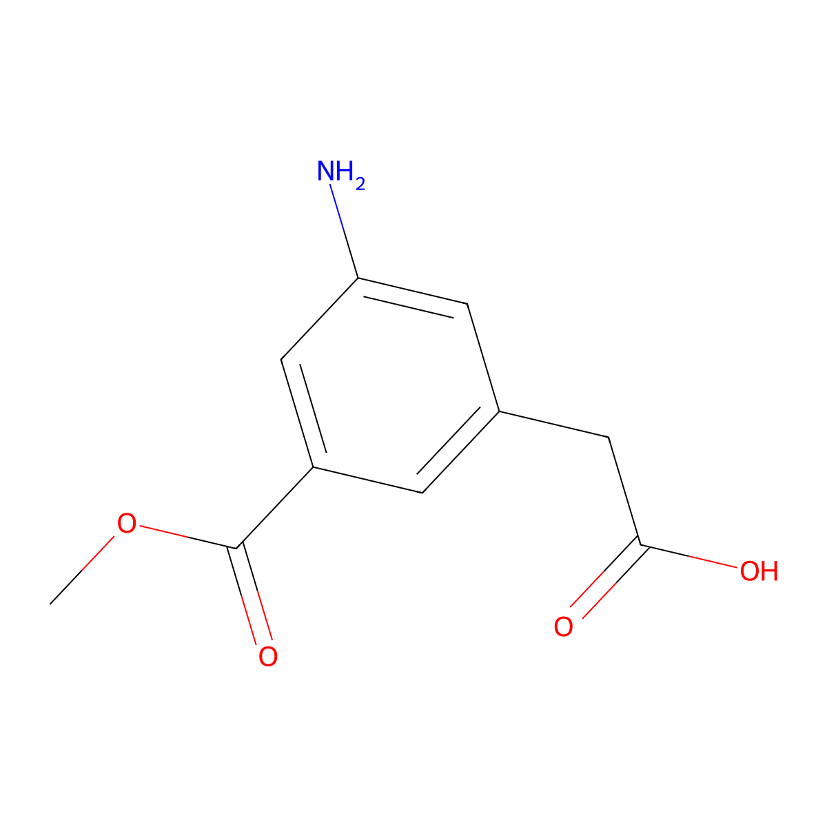 2-[3-Amino-5-(methoxycarbonyl)phenyl]acetic acid molecular structure, CAS 1393557-89-5