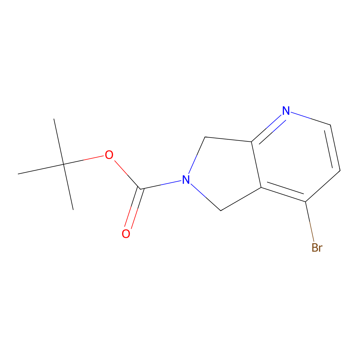 tert-butyl 4-bromo-5H,6H,7H-pyrrolo(3,4-b)pyridine-6-carboxylate molecular structure, CAS 1393558-15-0