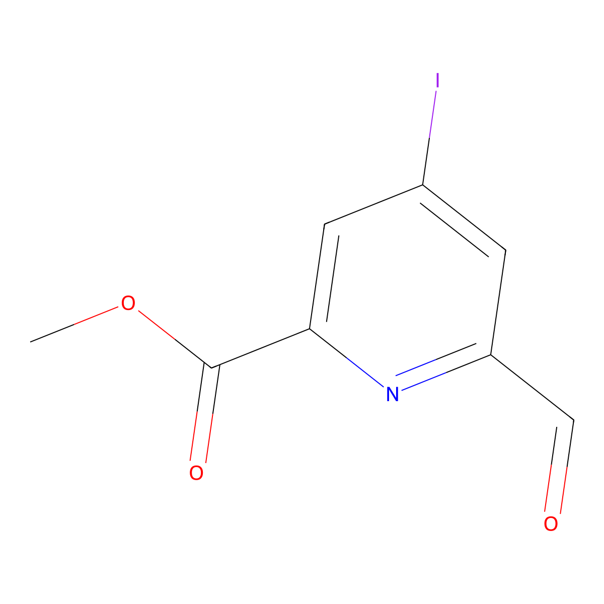 Methyl 6-formyl-4-iodopyridine-2-carboxylate molecular structure, CAS 1393558-18-3