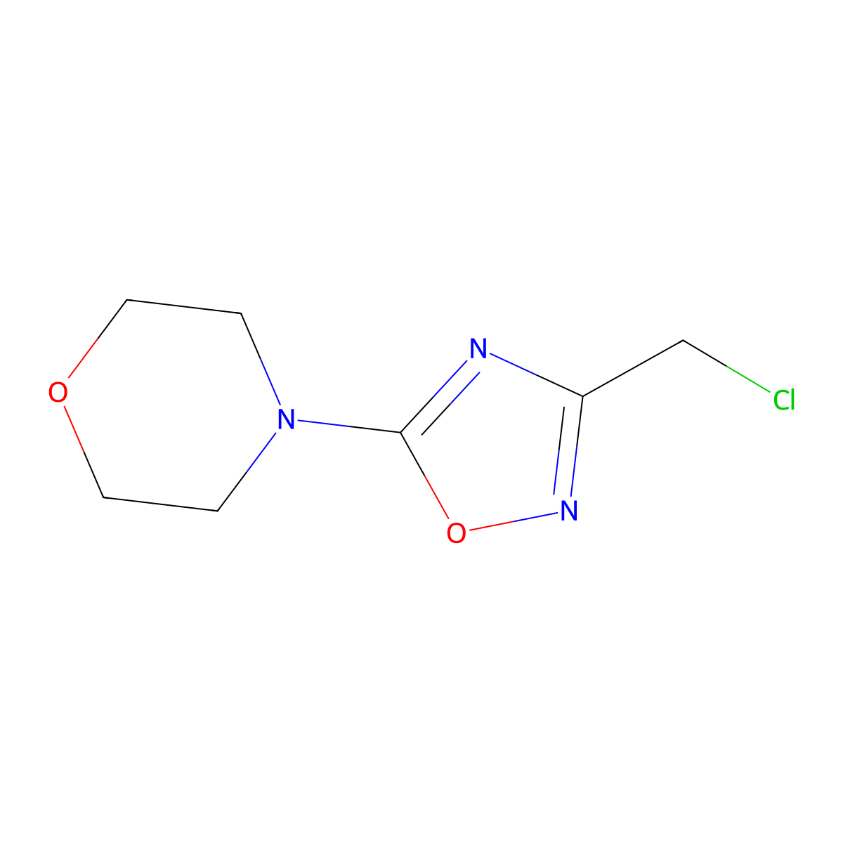 4-(3-(Chloromethyl)-1,2,4-oxadiazol-5-yl)morpholine molecular structure, CAS 1393558-45-6