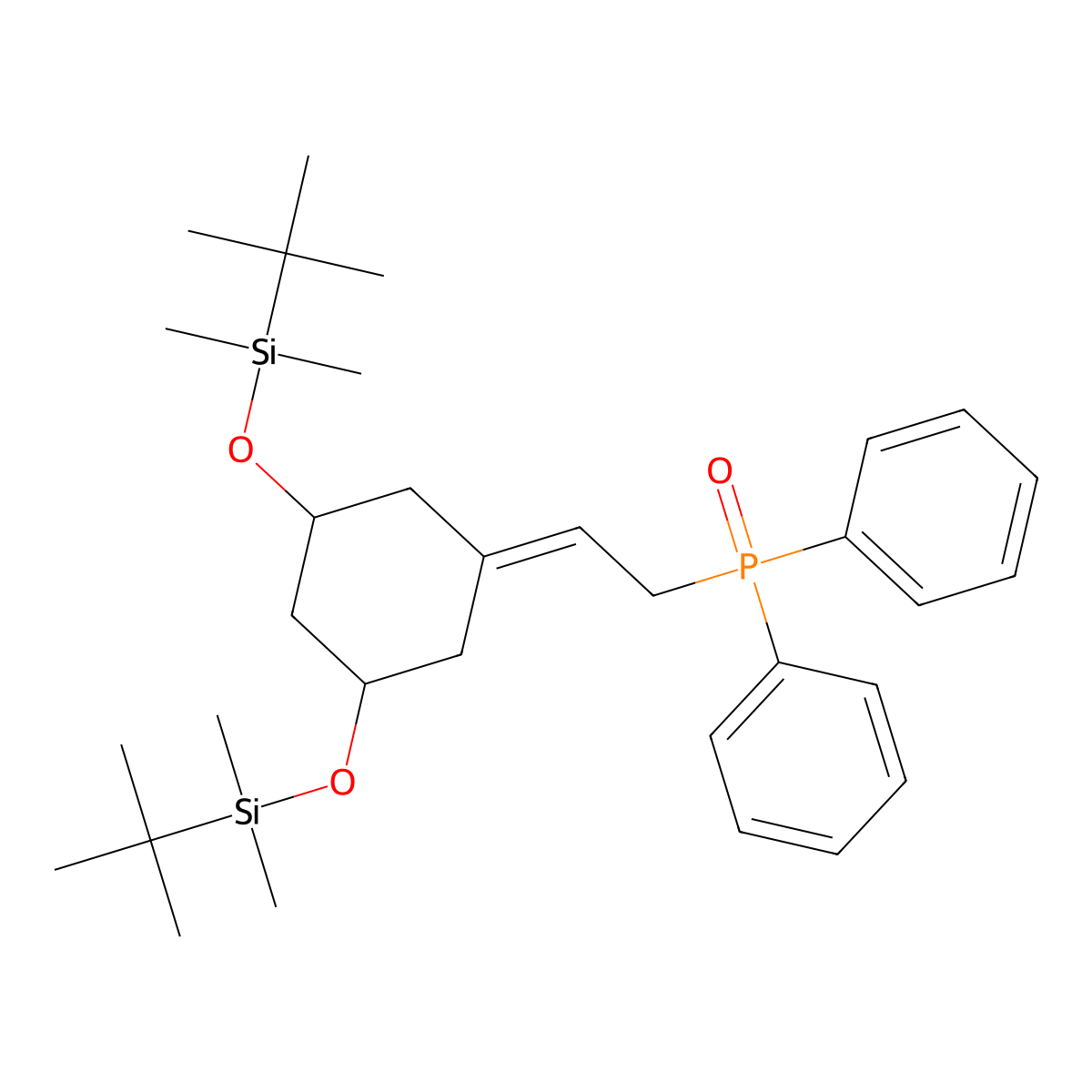 (2-((3R,5R)-3,5-Bis((tert-butyldimethylsilyl)oxy)cyclohexylidene)ethyl)diphenylphosphine oxide molecular structure, CAS 139356-39-1