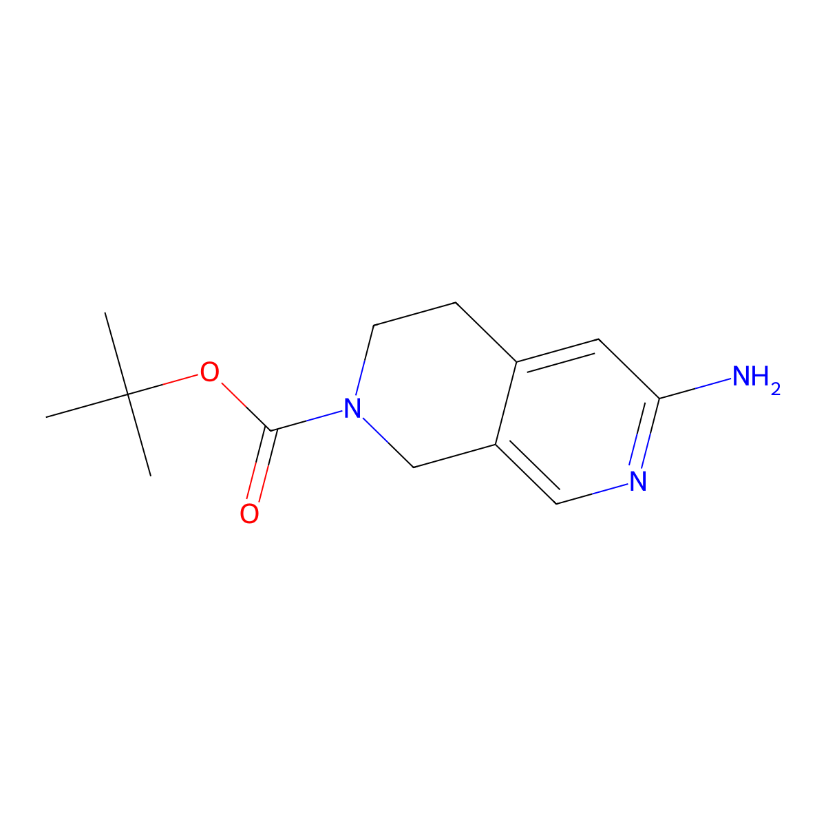 Tert-butyl 6-amino-3,4-dihydro-2,7-naphthyridine-2(1H)-carboxylate molecular structure, CAS 1393561-07-3