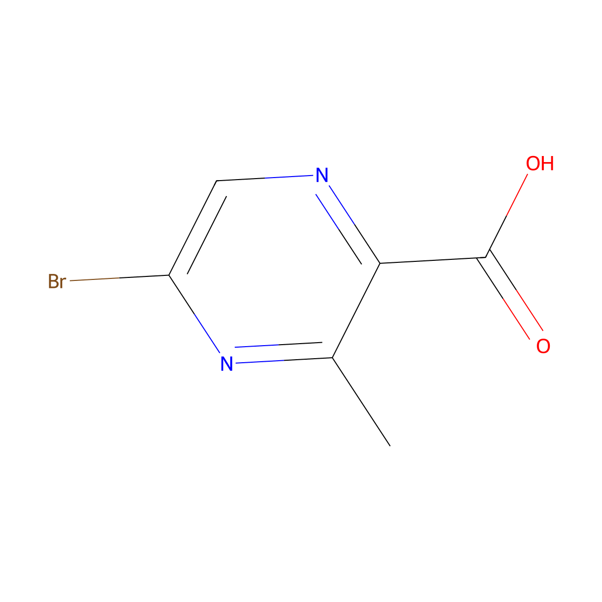 5-Bromo-3-methylpyrazine-2-carboxylic acid molecular structure, CAS 1393563-28-4