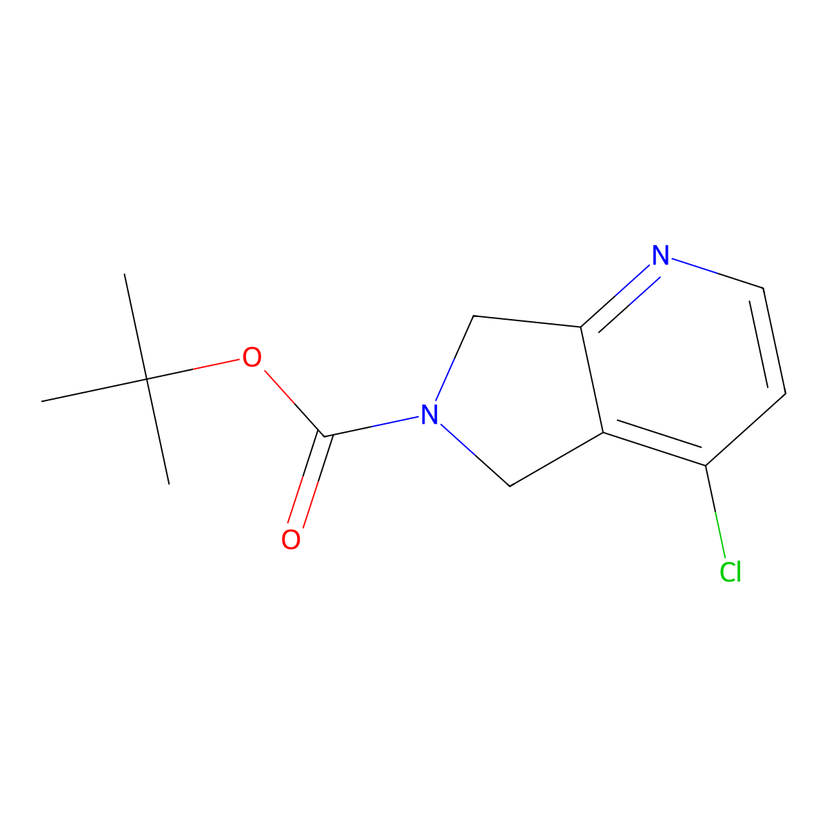 tert-butyl 4-chloro-5H,6H,7H-pyrrolo[3,4-b]pyridine-6-carboxylate molecular structure, CAS 1393563-36-4
