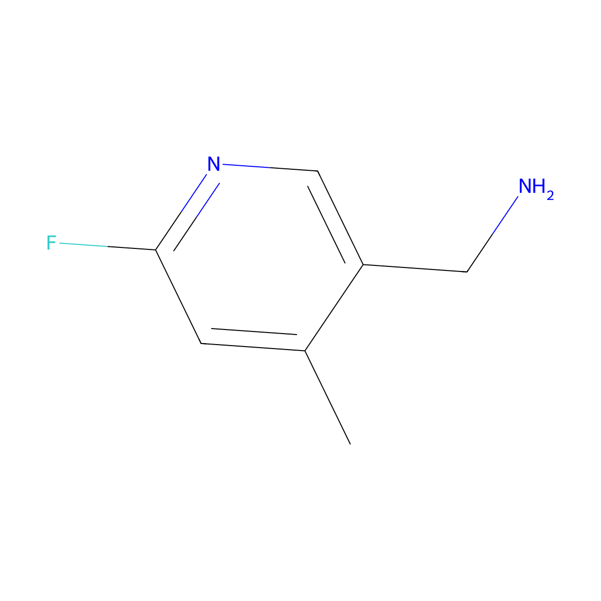 (6-Fluoro-4-methylpyridin-3-yl)methanamine molecular structure, CAS 1393566-13-6