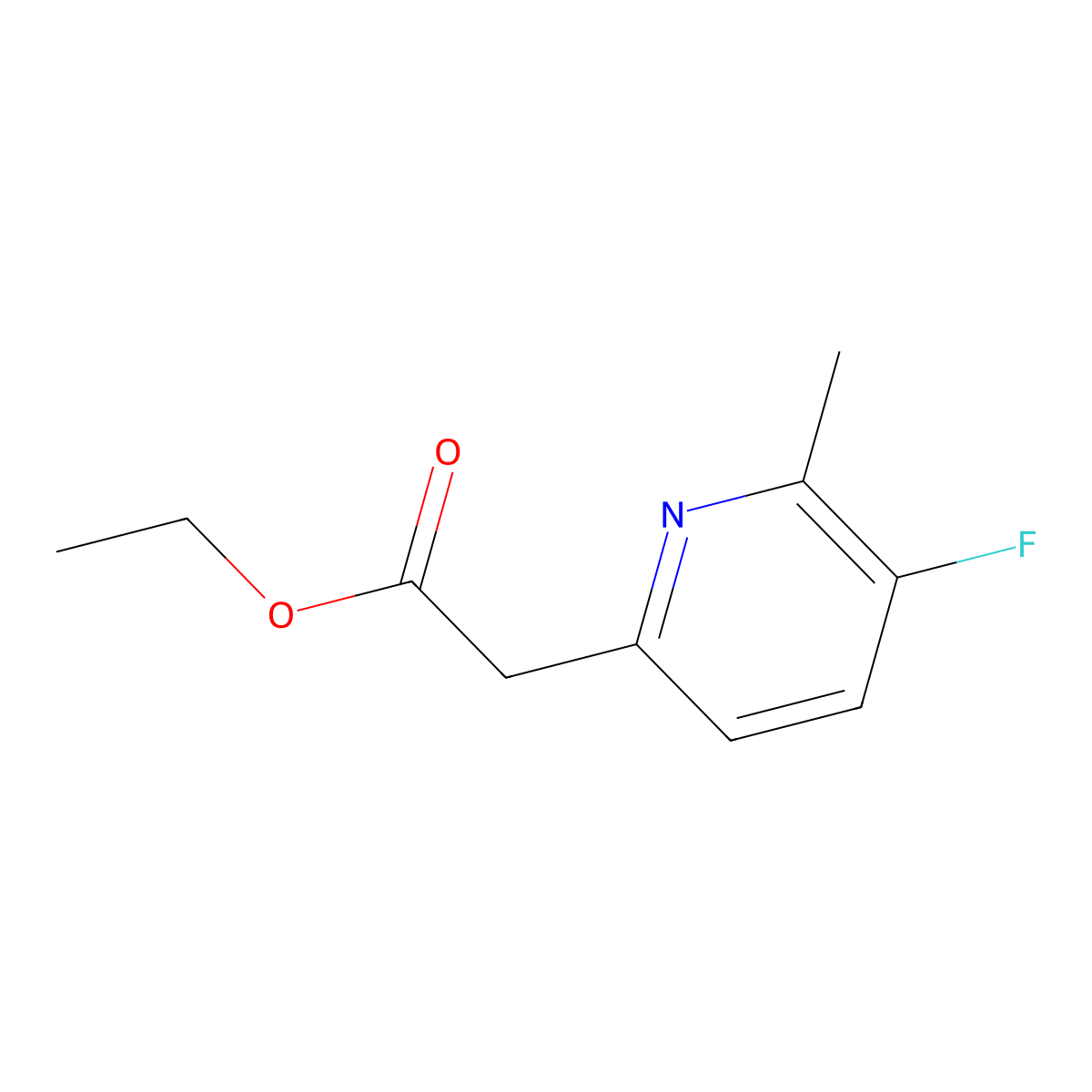 Ethyl 2-(5-fluoro-6-methyl-2-pyridyl)acetate molecular structure, CAS 1393566-89-6