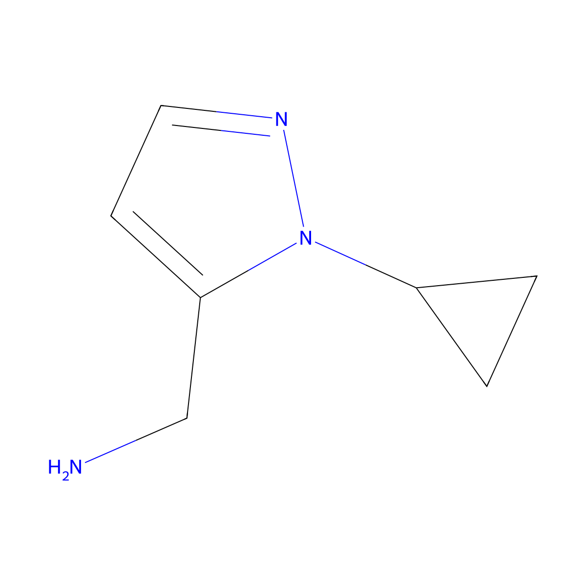 (1-cyclopropyl-1H-pyrazol-5-yl)methanamine molecular structure, CAS 1393568-41-6