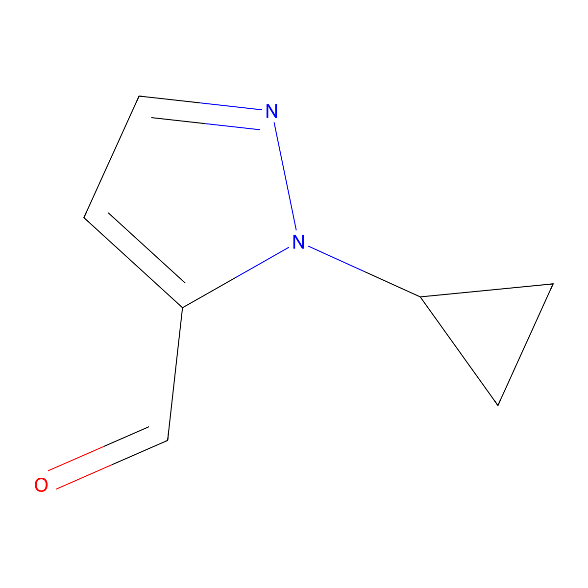 1H-Pyrazole-5-carboxaldehyde, 1-cyclopropyl- molecular structure, CAS 1393568-69-8