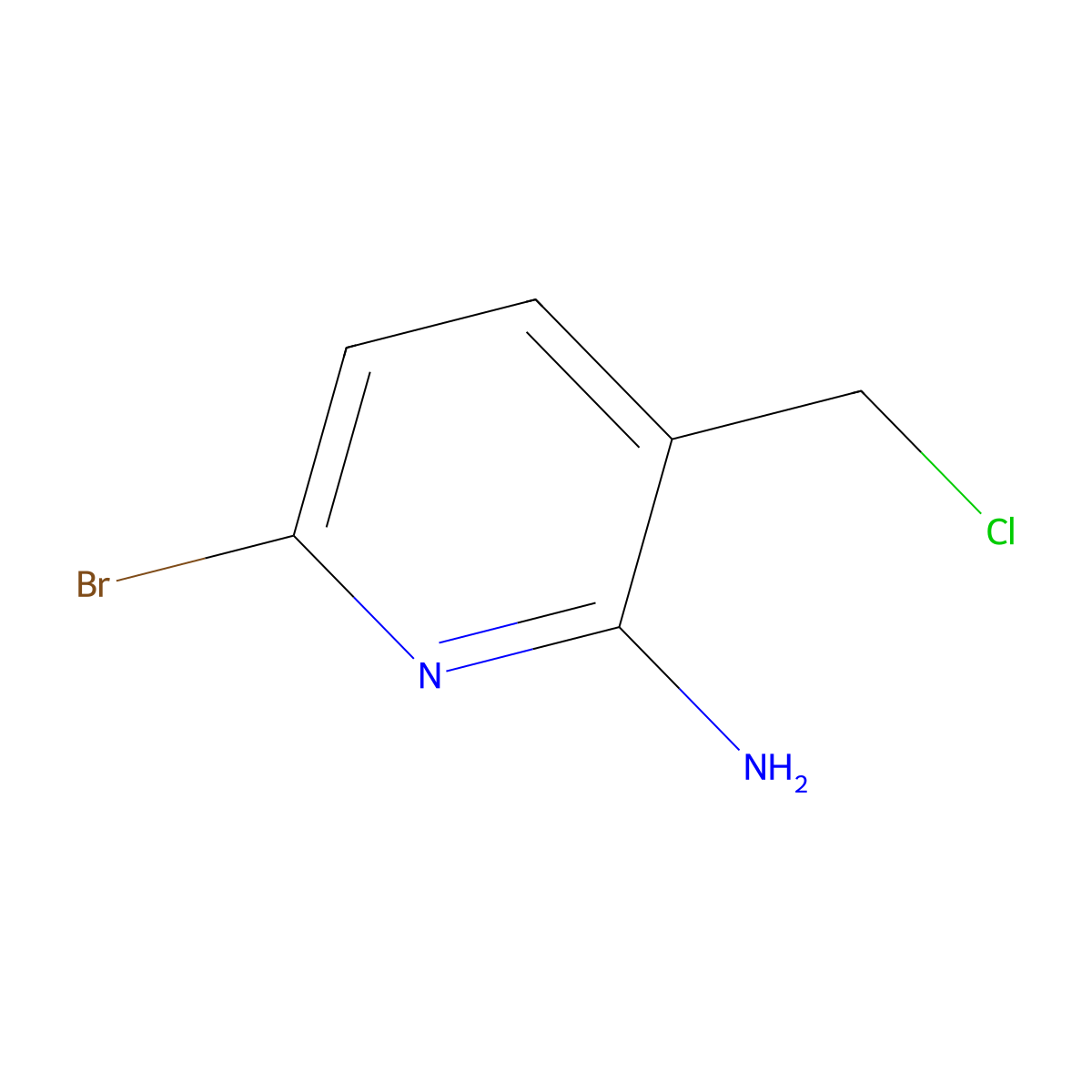 6-Bromo-3-(chloromethyl)pyridin-2-amine molecular structure, CAS 1393570-94-9