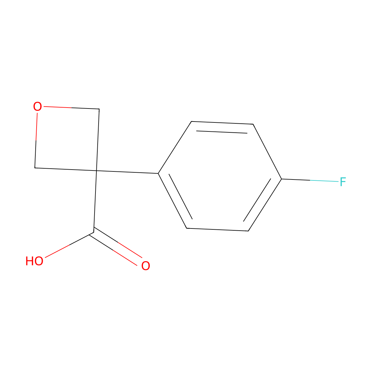 3-(4-Fluorophenyl)oxetane-3-carboxylic acid molecular structure, CAS 1393572-06-9