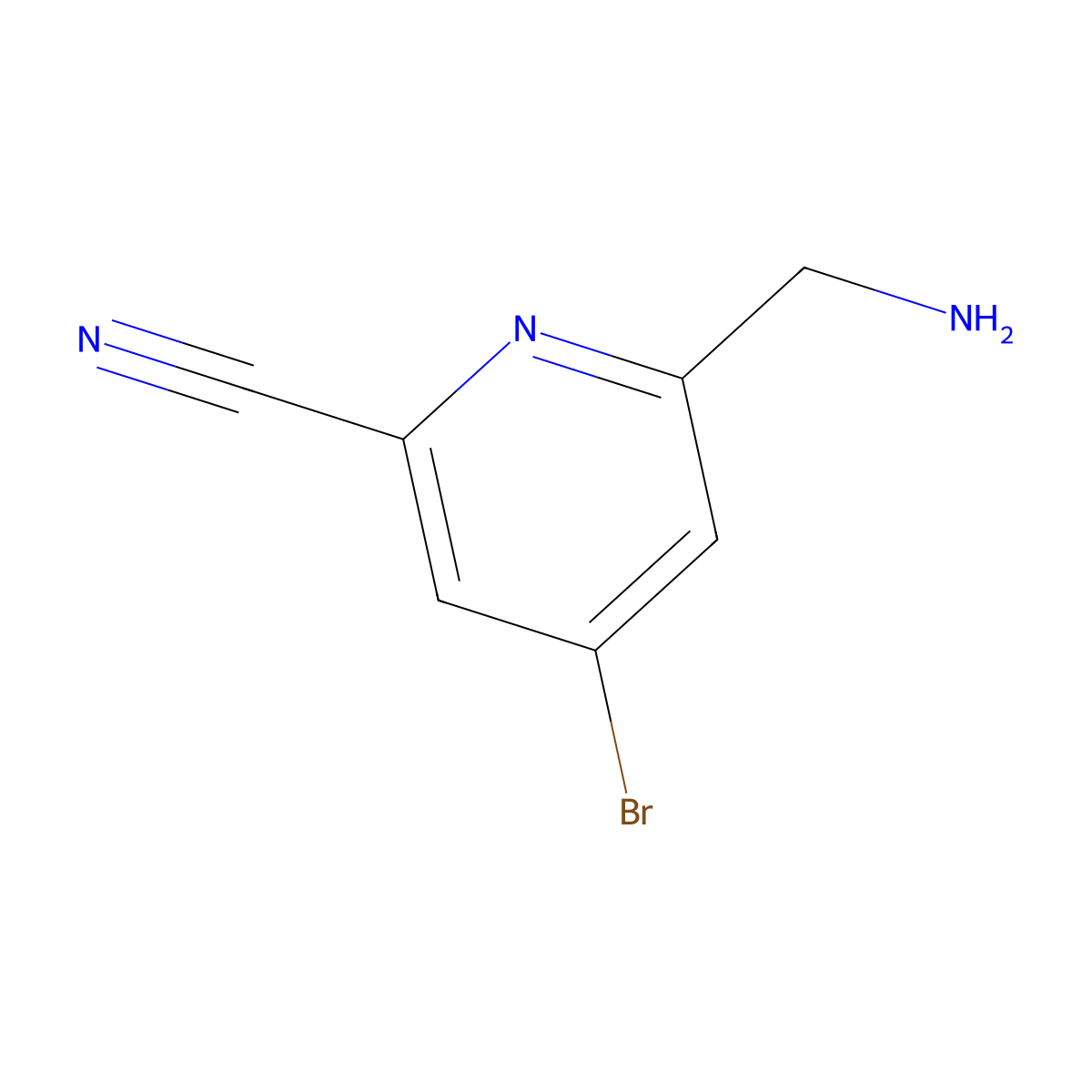 6-(Aminomethyl)-4-bromopicolinonitrile molecular structure, CAS 1393574-59-8
