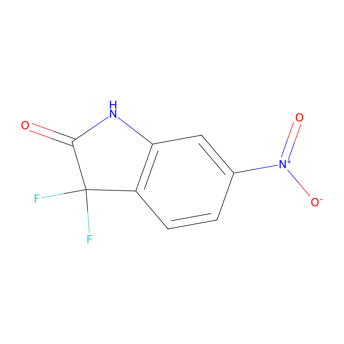 3,3-Difluoro-6-nitro-1,3-dihydro-2H-indol-2-one molecular structure, CAS 1393575-53-5