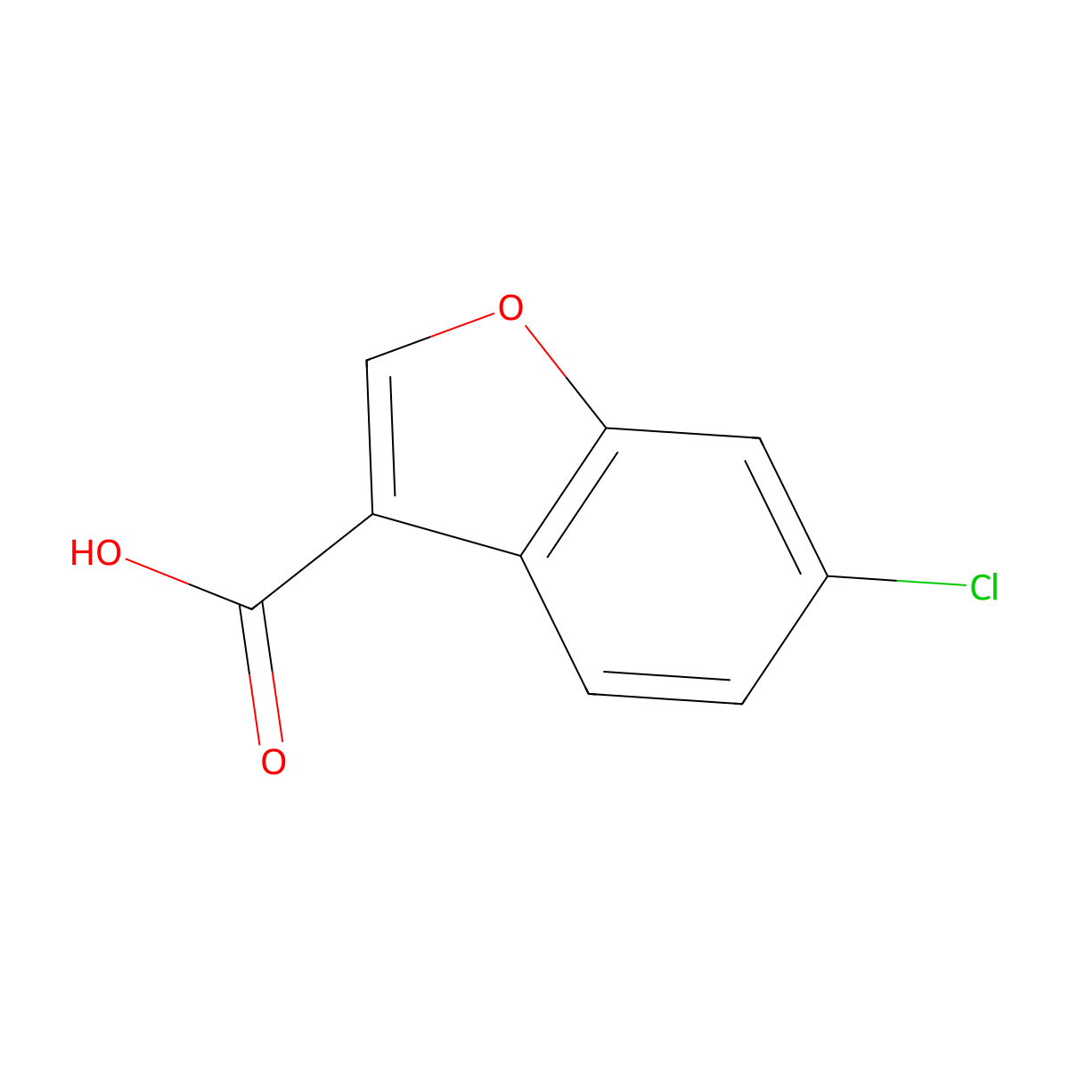 6-Chloro-1-benzofuran-3-carboxylic acid molecular structure, CAS 1393575-88-6