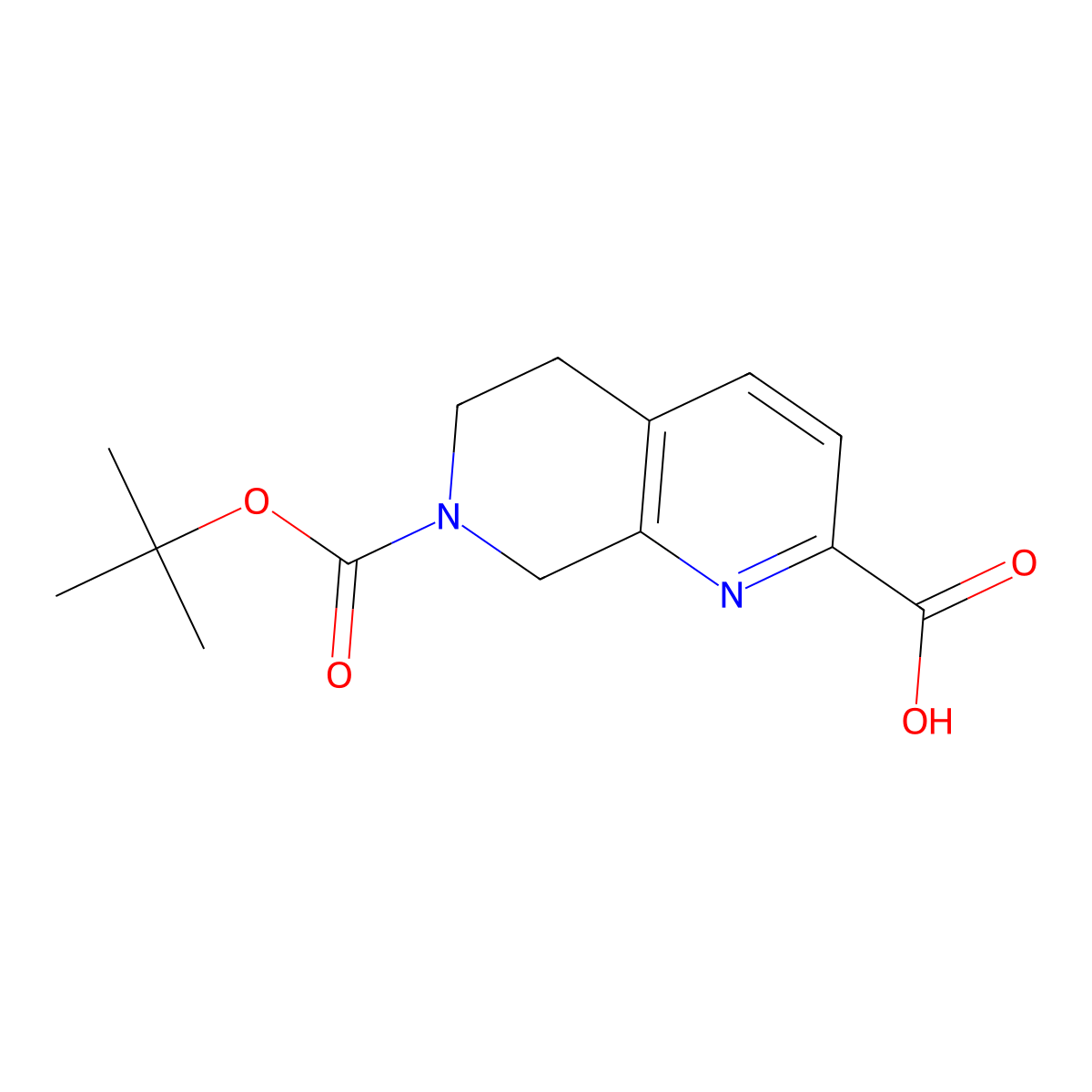 7-[(Tert-butoxy)carbonyl]-5,6,7,8-tetrahydro-1,7-naphthyridine-2-carboxylic acid molecular structure, CAS 1393576-14-1