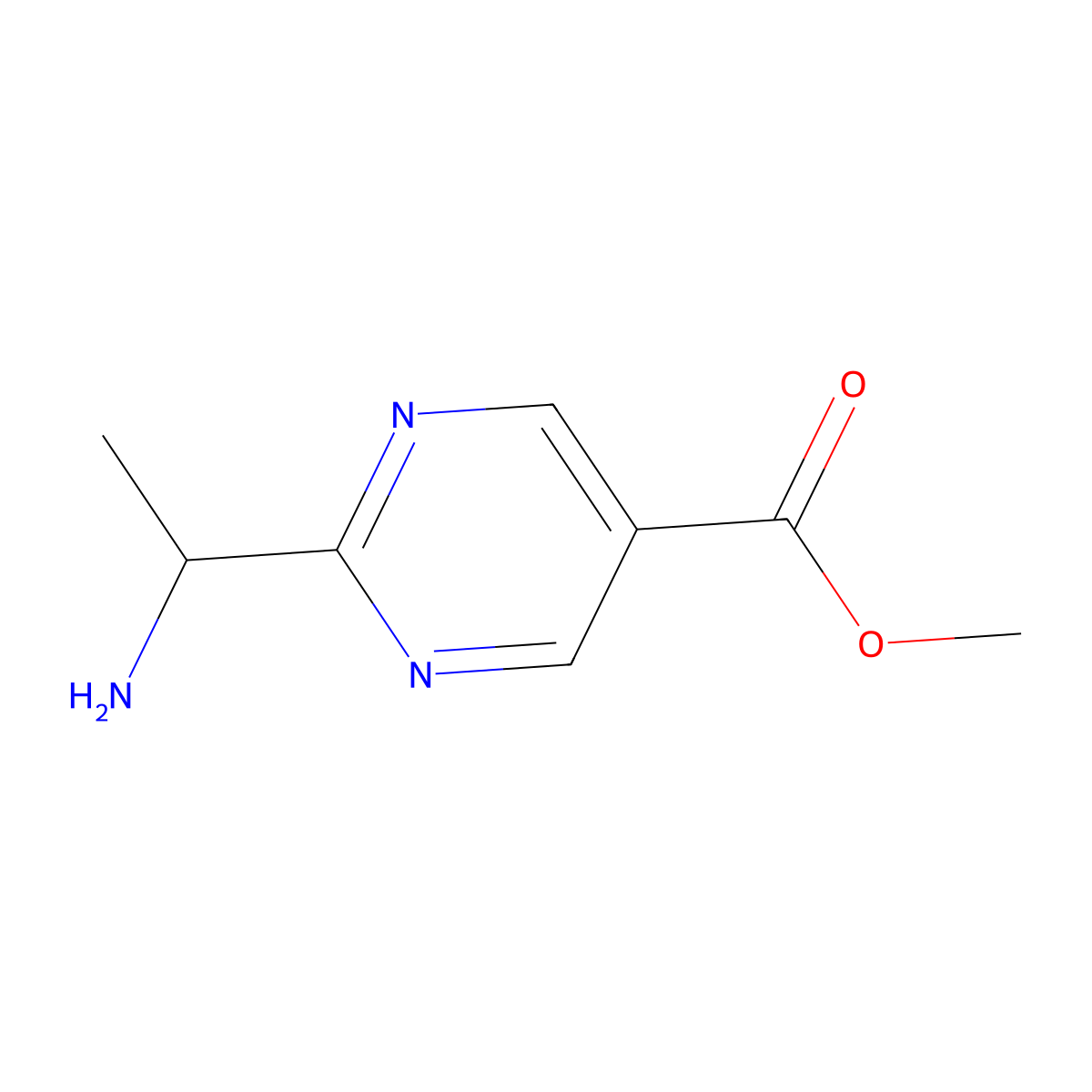 Methyl 2-(1-aminoethyl)pyrimidine-5-carboxylate molecular structure, CAS 1393576-98-1
