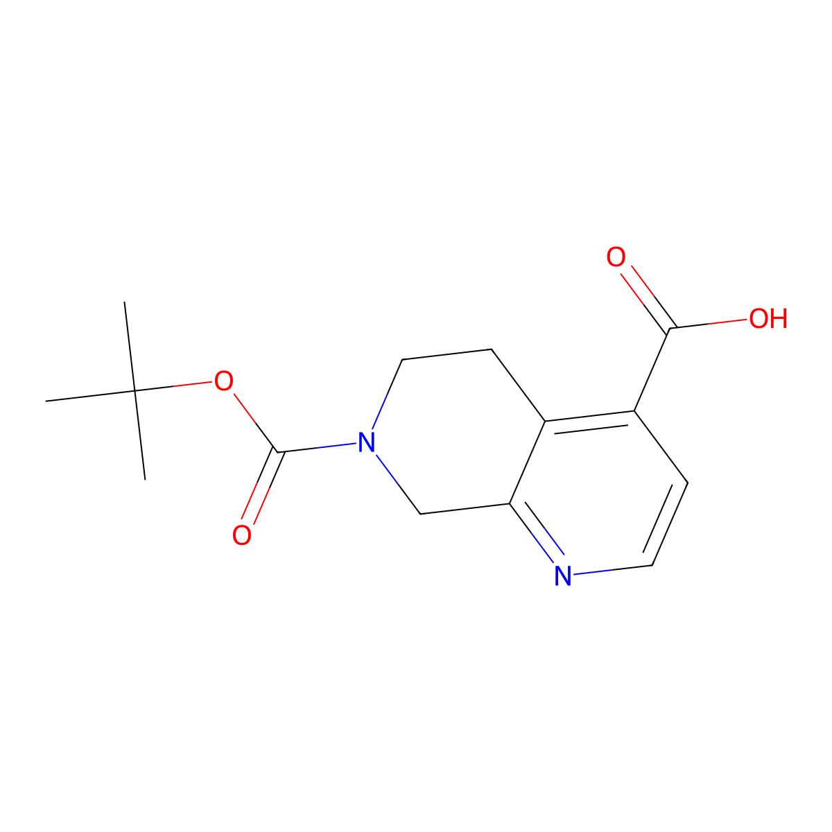 7-(Tert-butoxycarbonyl)-5,6,7,8-tetrahydro-1,7-naphthyridine-4-carboxylic acid molecular structure, CAS 1393583-75-9