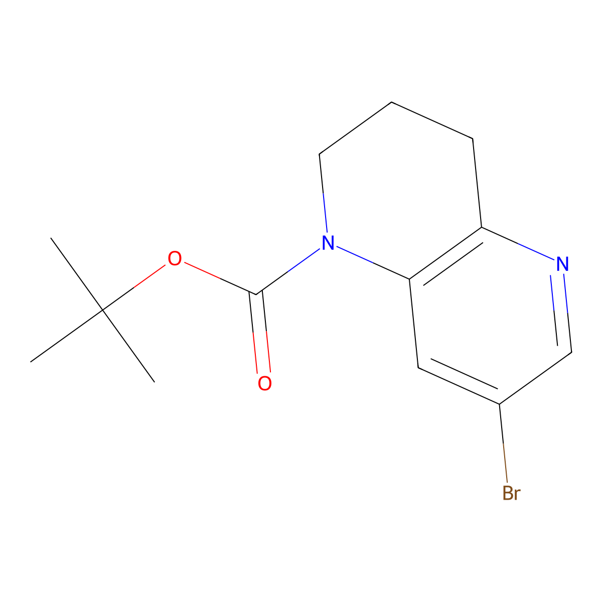 Tert-butyl 7-bromo-3,4-dihydro-1,5-naphthyridine-1(2H)-carboxylate molecular structure, CAS 1393583-78-2