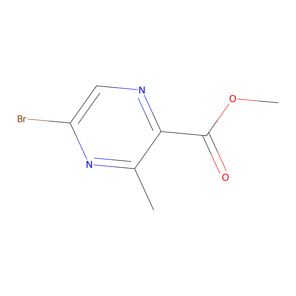 Methyl 5-bromo-3-methylpyrazine-2-carboxylate molecular structure, CAS 1393584-00-3