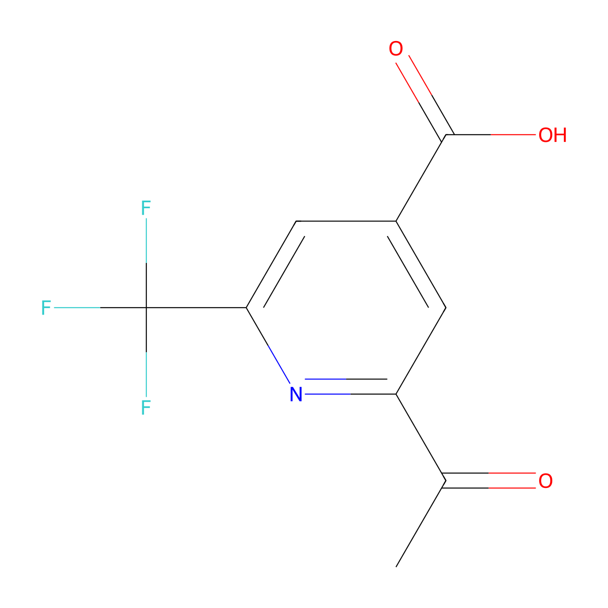 2-Acetyl-6-(trifluoromethyl)isonicotinic acid molecular structure, CAS 1393584-59-2