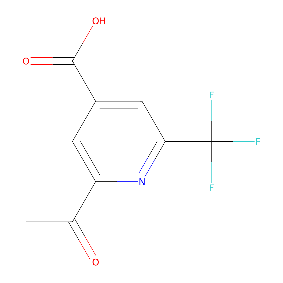 2-Acetyl-6-(trifluoromethyl)isonicotinic acid molecular structure, CAS 1393584-59-2