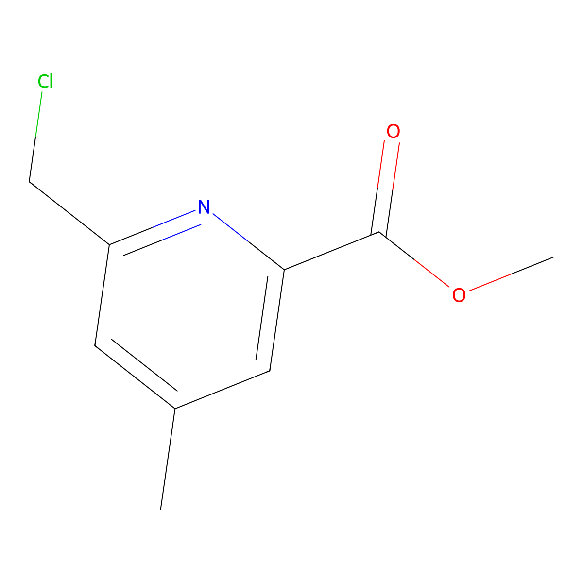Methyl 6-(chloromethyl)-4-methylpicolinate molecular structure, CAS 1393584-77-4